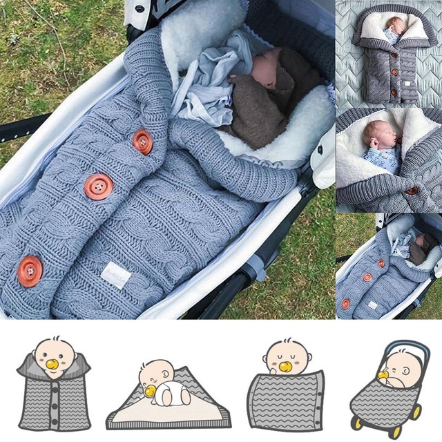 Baby Winter Sleeping Bag Knitted with Buttons